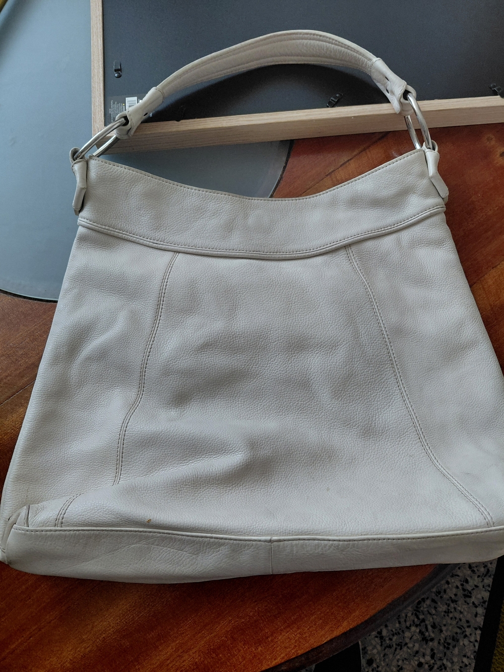Clarks Cream Leather Shoulder Hobo Bag
